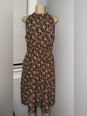 SHEIN Black Floral Midi Dress  size L
